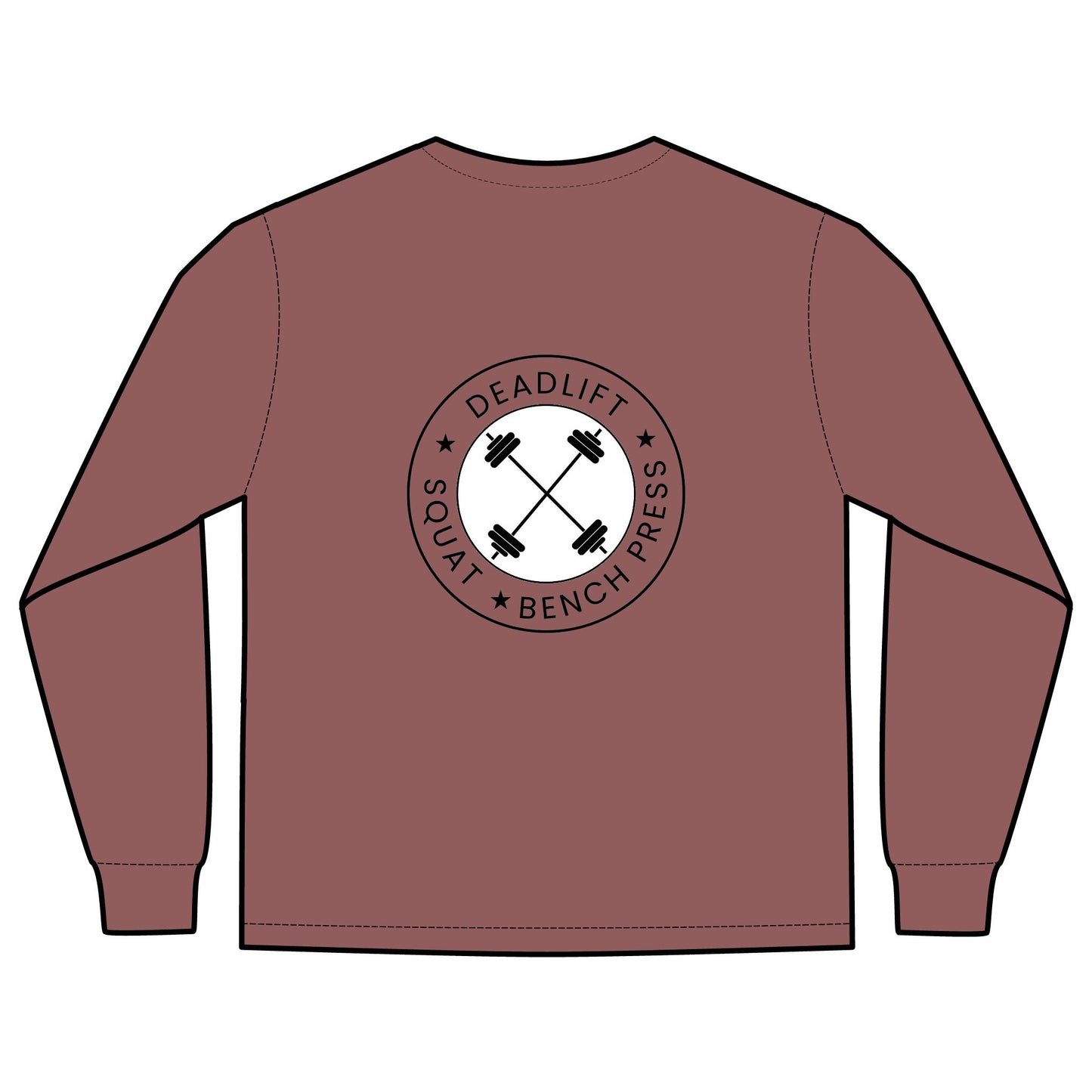 SQUAT, BENCH, DEADLIFT, POWERLIFTING LONGSLEEVE TSHIRT W/POCKET