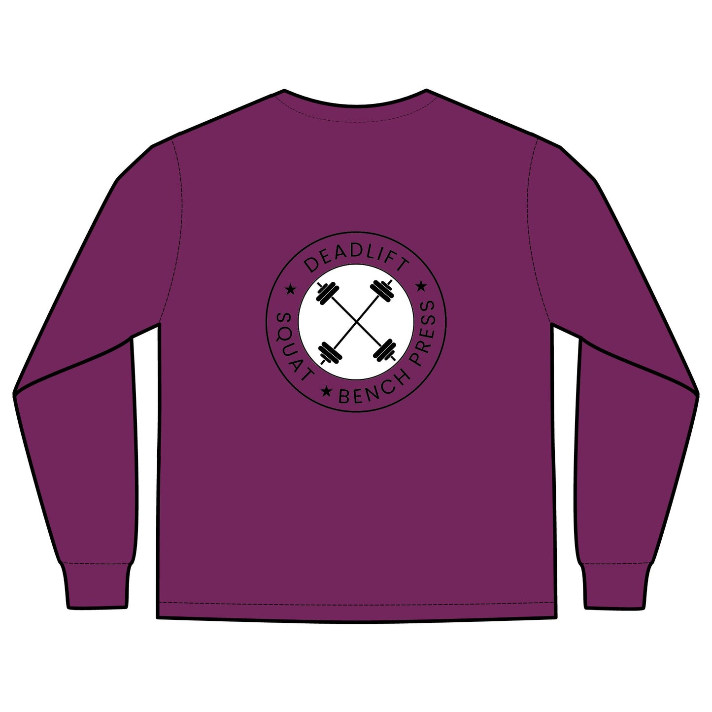 SQUAT, BENCH, DEADLIFT, POWERLIFTING LONGSLEEVE TSHIRT W/POCKET