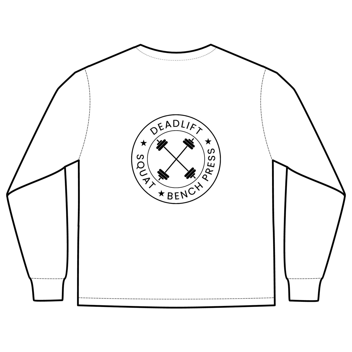 SQUAT, BENCH, DEADLIFT, POWERLIFTING LONGSLEEVE TSHIRT W/POCKET