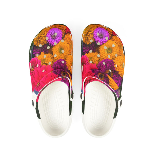 Flowers Feed Folks Floral Garden Clogs