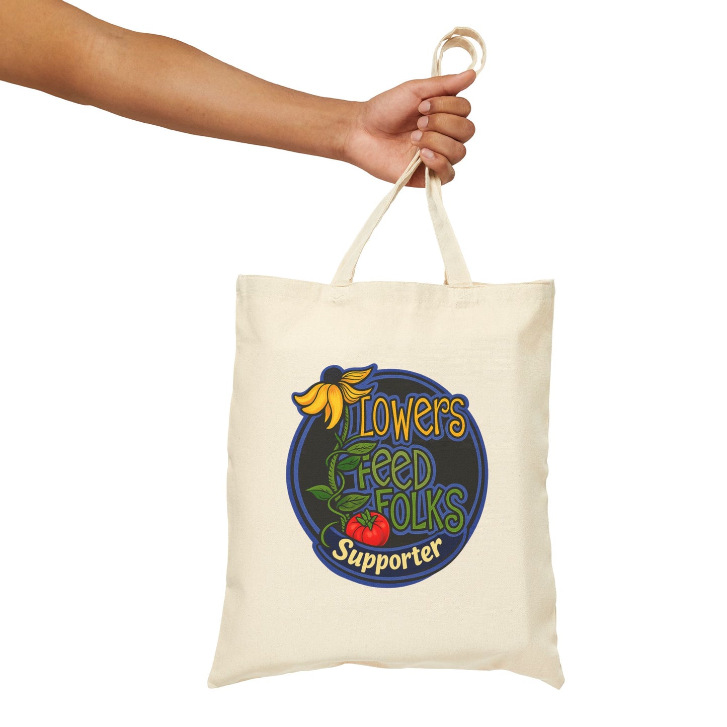 Flowers Feed Folks Reusable 100% Cotton Tote Bag