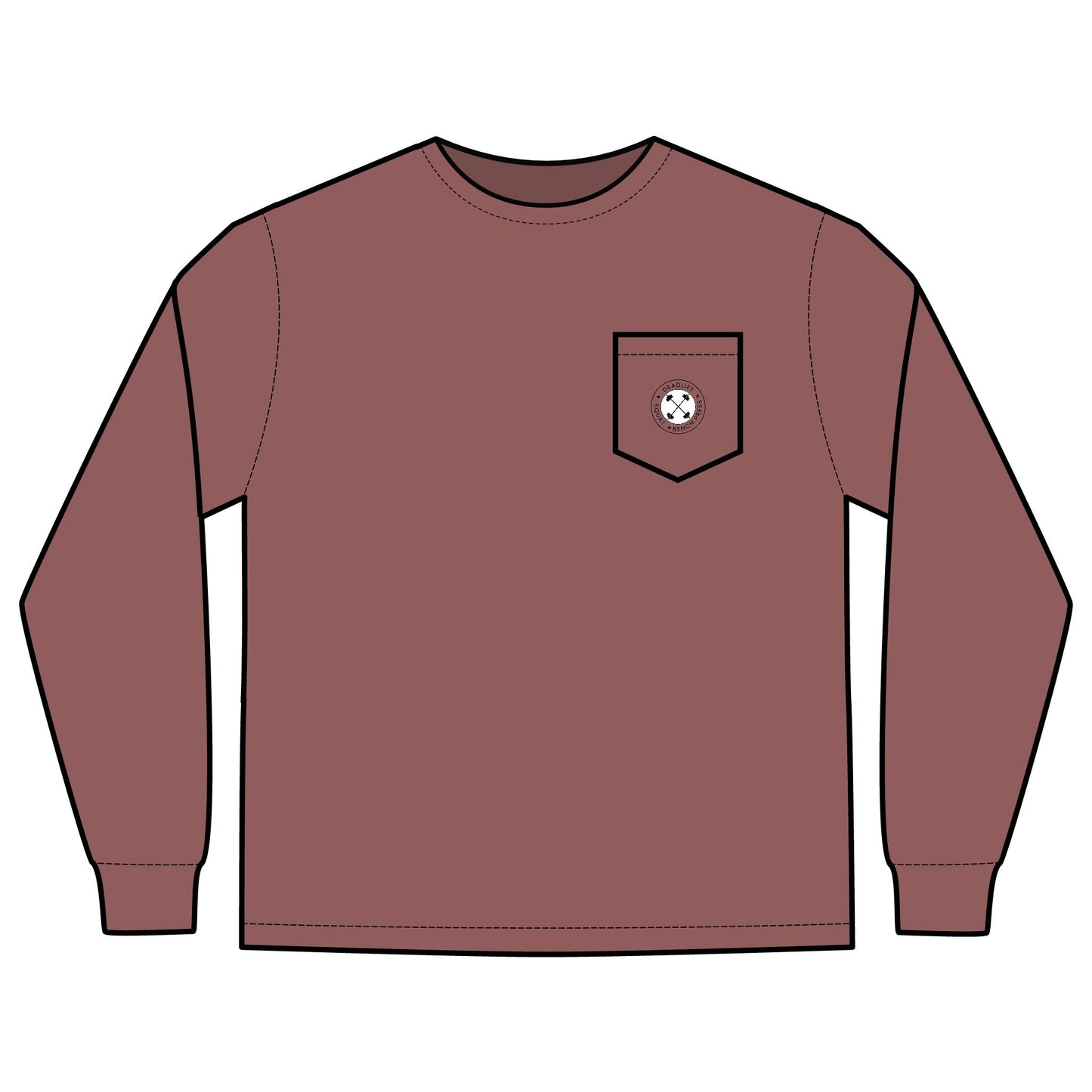 SQUAT, BENCH, DEADLIFT, POWERLIFTING LONGSLEEVE TSHIRT W/POCKET