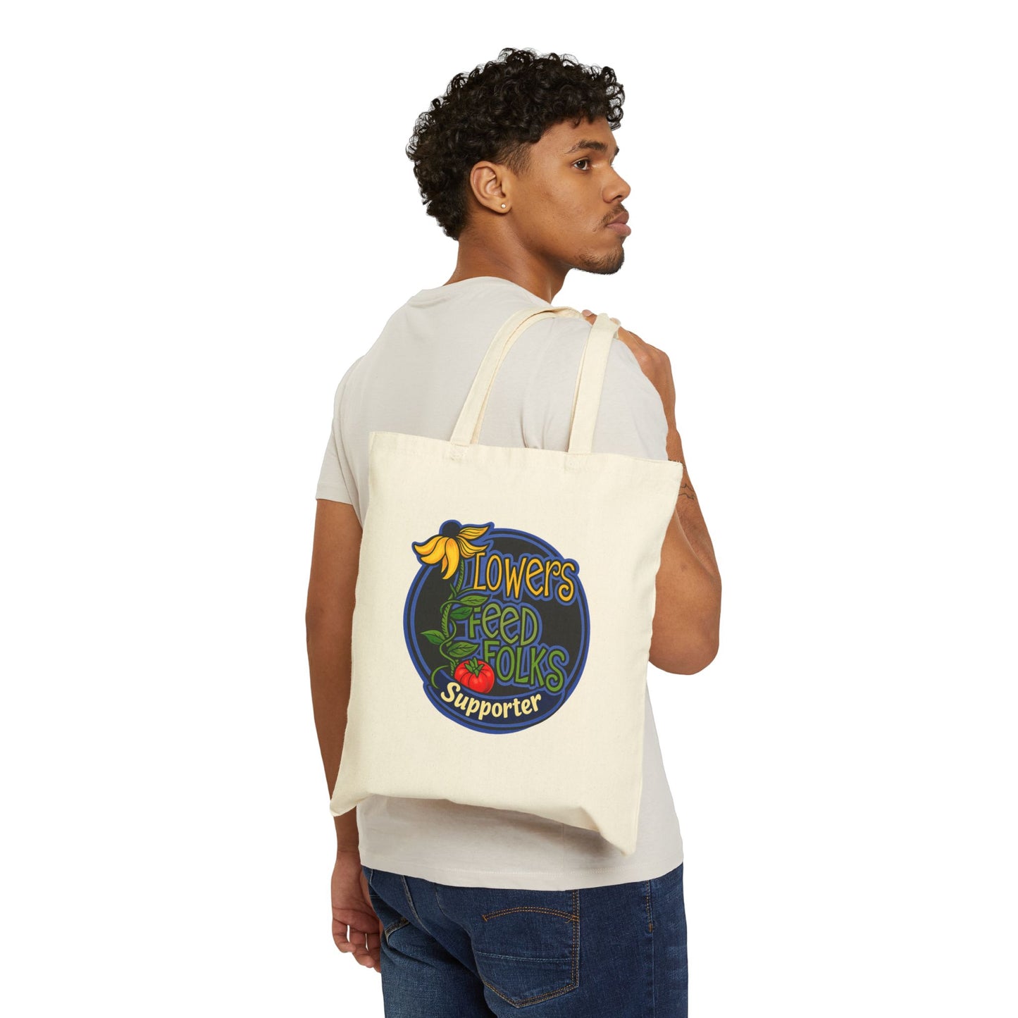 Flowers Feed Folks Reusable 100% Cotton Tote Bag